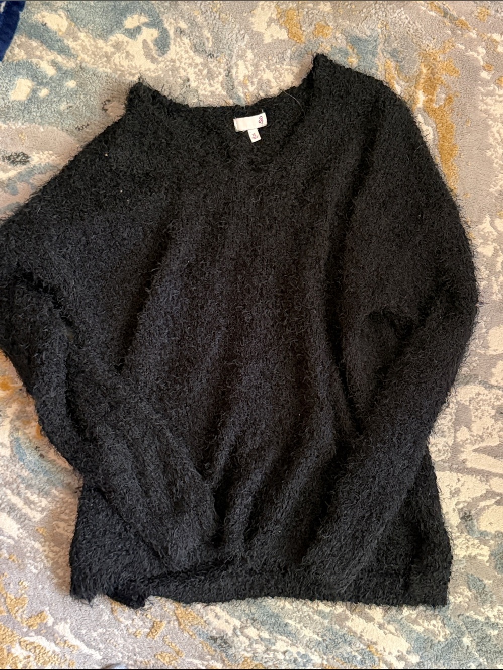 Xl SO Cozy Black Women's Fuzzy Crewneck Sweater